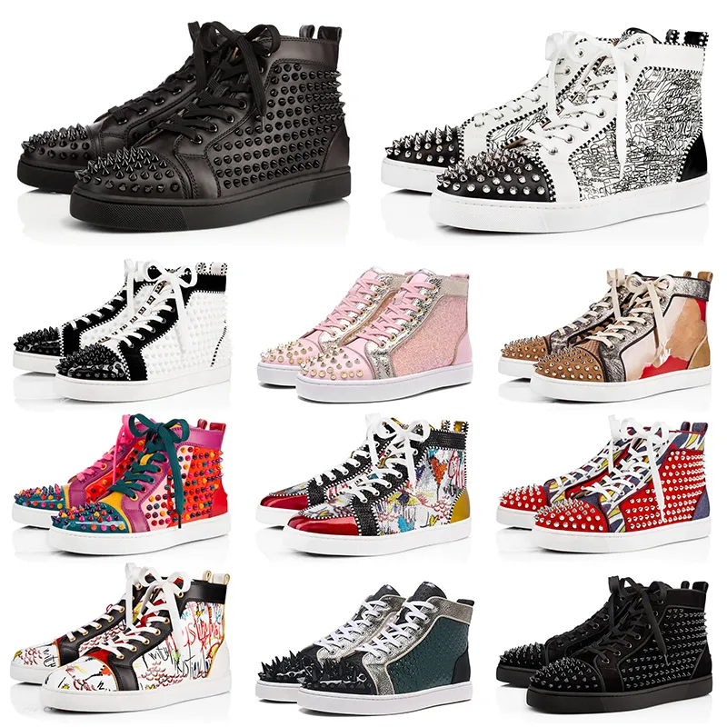CL Redbottom designer shoes Studded Spikes triple black red suede leather men women flat bottoms luxury casual shoes fashion Sneakers 36-47 #956071