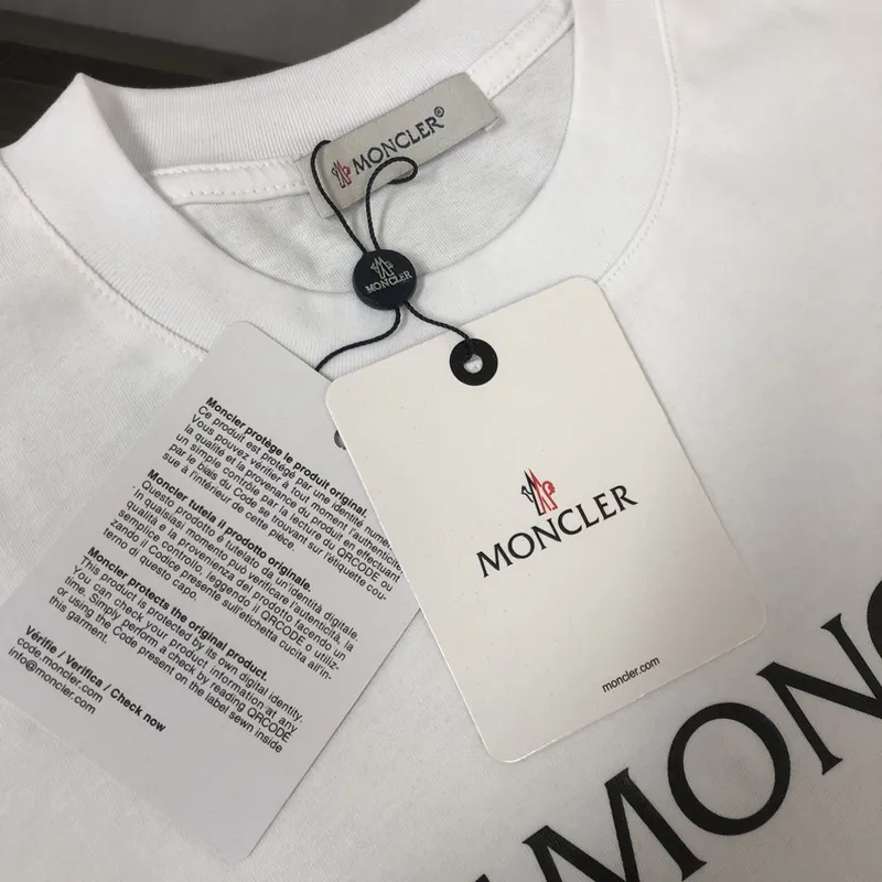 Moncler  Black/White Flocked Logo Cotton T-shirt #A53941