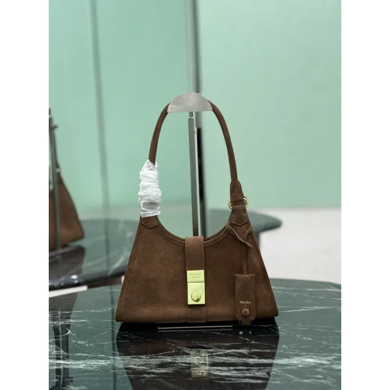 Prada Brown Suede Handbag 1BG580  #A55278