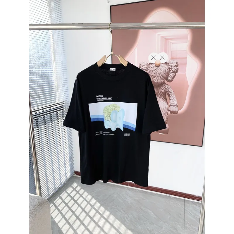 Loewe Chia Elephant-Print Cotton-Jersey T-Shirt Black/White #A53829