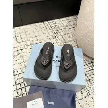 Prada Shoes for Womens Prada Slippers  Rubber Thong Sandals Black/White #A54181