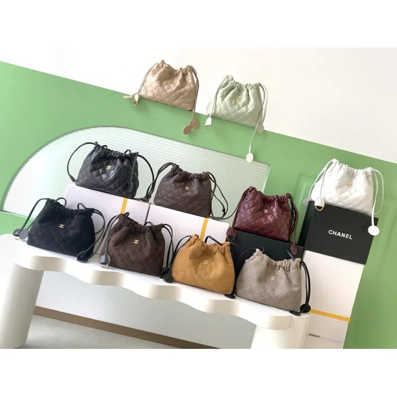 Chanel 26S Quilted Drawstring Bucket Bag, 17 x 22 x 8 cm #A63225