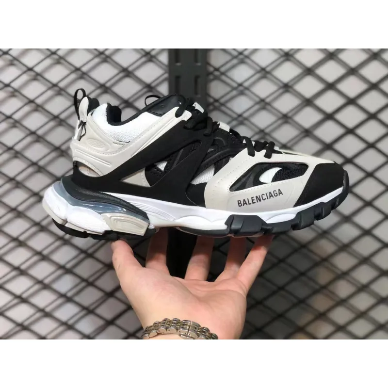 Mens Balenciaga Track Sneaker in grey black and white mesh and suede-like fabric 1:1 Quality #A27382
