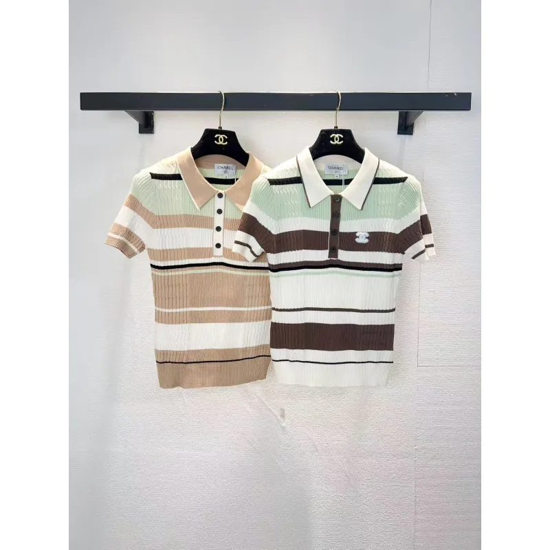 Chanel Monogram Knit Short Sleeve Crew Neck Blouse #A63659