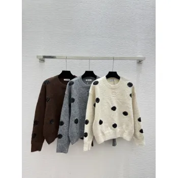 Loewe Womens Crewneck Sweaters  Sequin Polka Dot Design with Multi-Color Options for Luxury Fashion Aficionados #A57757