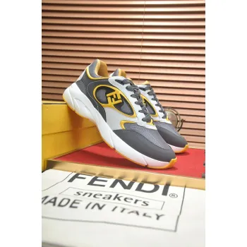 Fendi shoes for Mens Fendi New Domino Sneakers Grey/Yellow #A52996