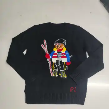 Ralph Lauren Polo Little Pony~ Autumn Winter New R Embroidered Baseball Jacket Cartoon Bear Sweater Loose Lazy Style Versatile Knitwear #A58640