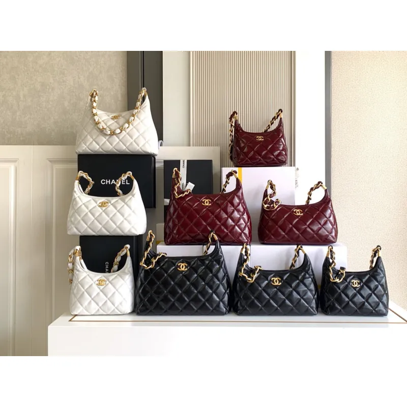 Chanel 4922 Quilted Mini Hobo Bag in Crinkled Lambskin Size 22.5x19.5x8.5CM #A62916