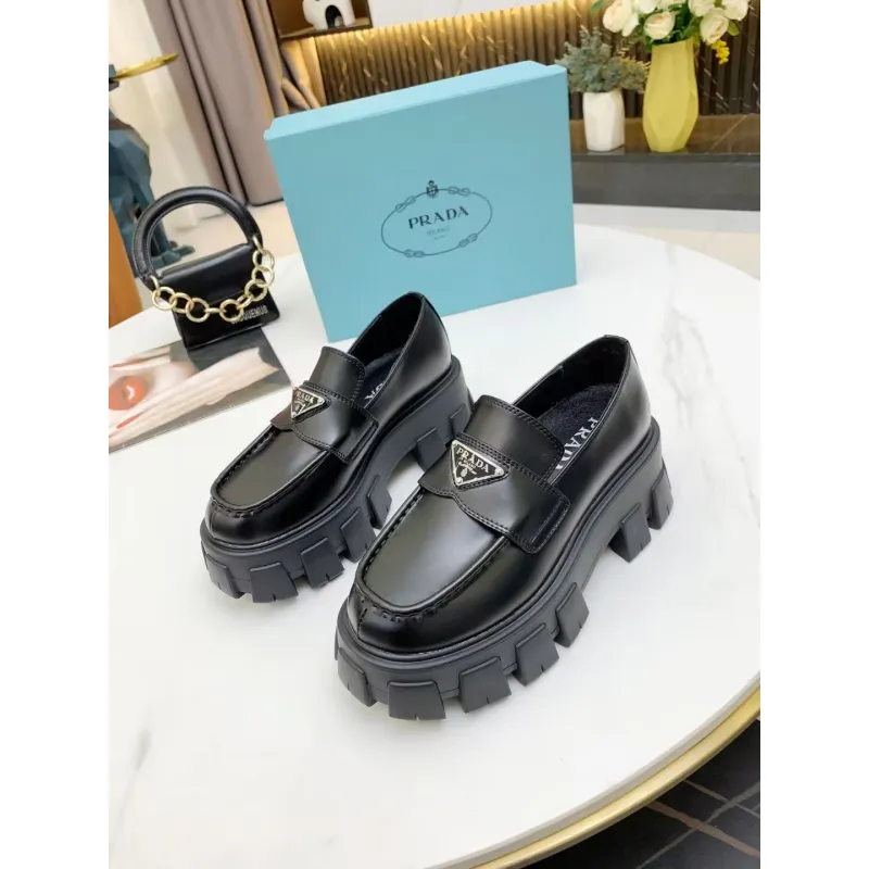 Prada Unisex Shoes Casual height increasing leather shoes #A39524