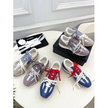 Chanel shoes for Womens Chanel Fabric and Suede Calfskin Sneakers #A54028