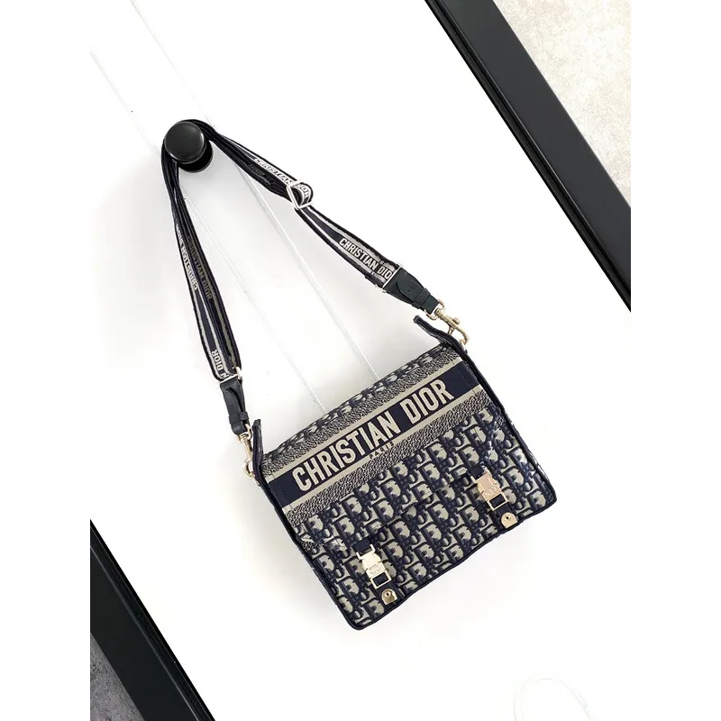 Chic Christian D-ior Crossbody Bag With Signature Oblique Pattern And Branded Strap #A50085