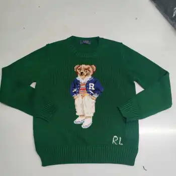 Ralph Lauren Polo Little Pony~ Autumn Winter New R Embroidered Baseball Jacket Cartoon Bear Sweater Loose Lazy Style Versatile Knitwear #A58642