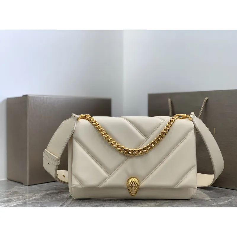Bvlgari Serpenti Diamond Blast Shoulder Bag In Creamy White Leather For Luxury Style #A51665