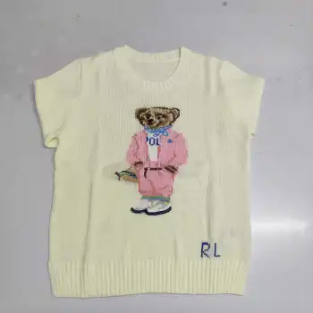 Ralph Lauren Polo Little Pony~ Autumn Winter New R Embroidered Baseball Jacket Cartoon Bear Sweater Loose Lazy Style Versatile Knitwear #A58641