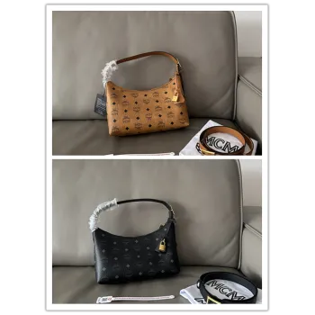 MCM Aren Visetos Hobo Shoulder Bag, PVC Leather, Style 65037 26x19x9.5cm #A61792