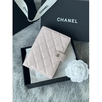 Chanel Quilted Caviar Leather Passport Holder In Blush Pink With Signature CC Turnlock #A50709