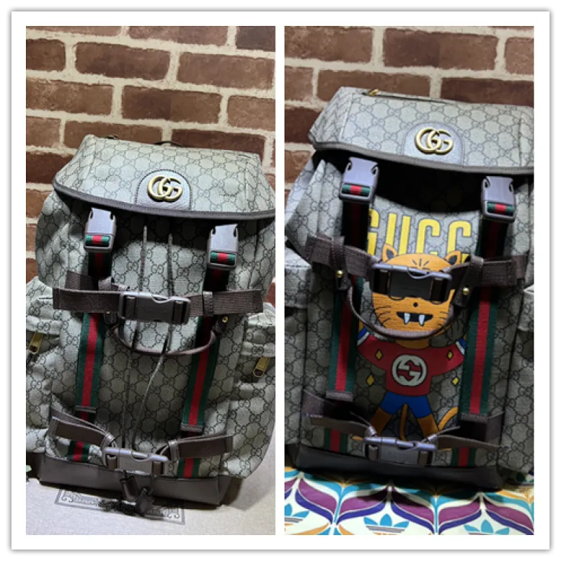 Gucci Original 690999 Backpack | Cute Cat Print GG Supreme Canvas Travel Bag #A60250