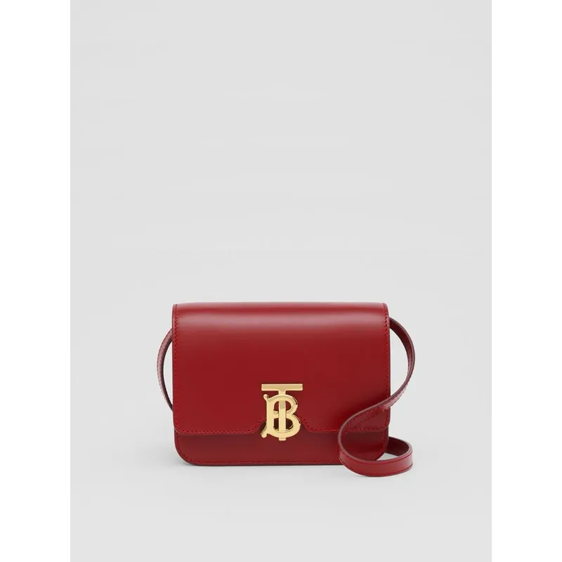 Burberry Red Leather Crossbody Bag With Iconic Gold TB Hardware #A51002 Burberry Red Leather Crossbody Bag With Iconic Gold TB Hardware #A51002