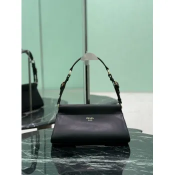 Prada Black Leather Shoulder Bag 1BC262 #A55688