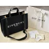 Givenchy Black Canvas Tote Bag With Branding And Gold Hardware #A52344