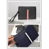Bally Black Leather Clutch With Signature Stripe For Sophisticated Accessorizing #A51669