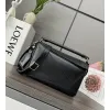 Loewe Black Leather Puzzle Bag With Geometric Design And Adjustable Strap For Modern Chic #A50043