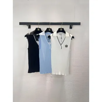 Chanel Monogram Knit Short Sleeve Crew Neck Blouse #A63660