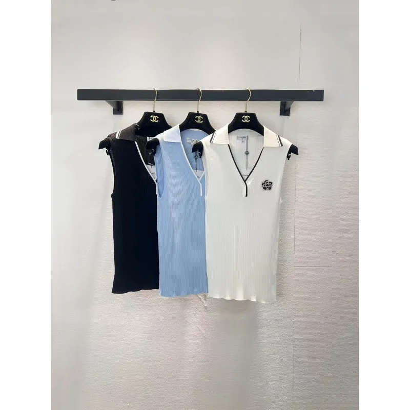 Chanel Monogram Knit Short Sleeve Crew Neck Blouse #A63660