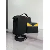 Fendi Leather Briefcase And Monster - Eye Pouch Set In Black With Yellow Accents  #A51530