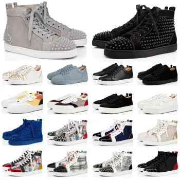 2020 CL Redbottom red bottoms men women fashion luxury designer shoes spike high top sneakers black white bred grey leather suede flats casual shoe #9874153