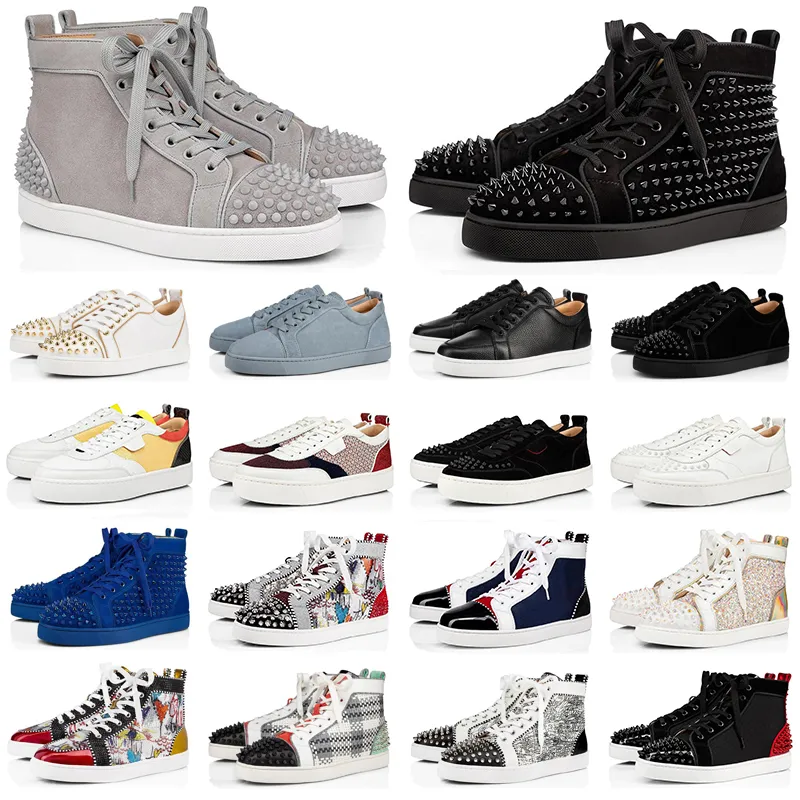 2020 CL Redbottom red bottoms men women fashion luxury designer shoes spike high top sneakers black white bred grey leather suede flats casual shoe #9874153