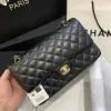 Chanel Womens cross-body bag in black Top grade version lambskin classic flap top quality #999925121