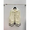 2025 D-ior Womens Wool Cardigan: Chic Collared Style with Functional Pockets and Exquisite Trim Details #A54856