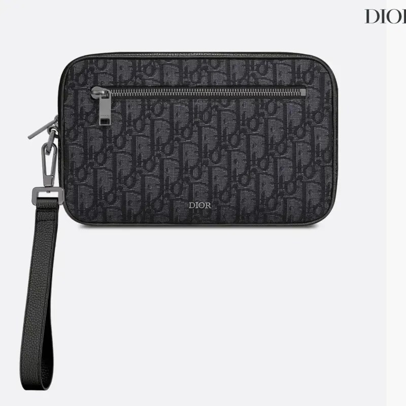 Chic D-ior Oblique Monogram Clutch With Wrist Strap For Stylish Everyday Accessorizing #A50100