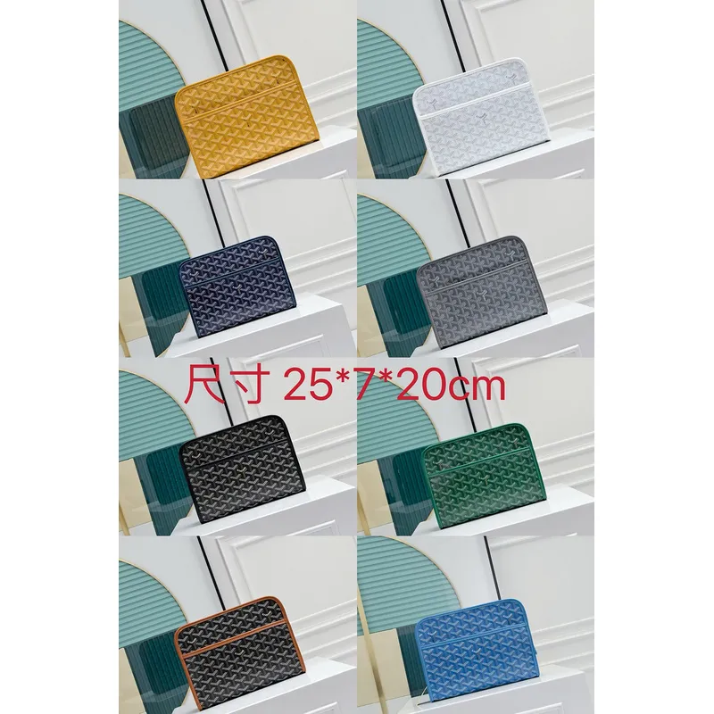 Goyard Canvas Clutch with Leather Trim #A45656 Goyard Canvas Clutch with Leather Trim #A45656