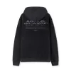 Off - White Black Hoodie With Artistic Graphic Print And Branded Details #A54245