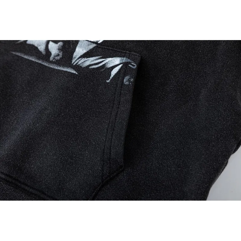 Off - White Black Hoodie With Artistic Graphic Print And Brand Elements #A54247