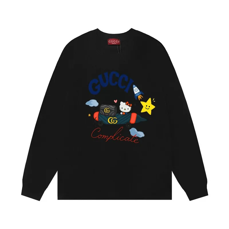 Gucci Cream Long - Sleeve Shirt With Hello Kitty Rocket And Brand Elements #A54299