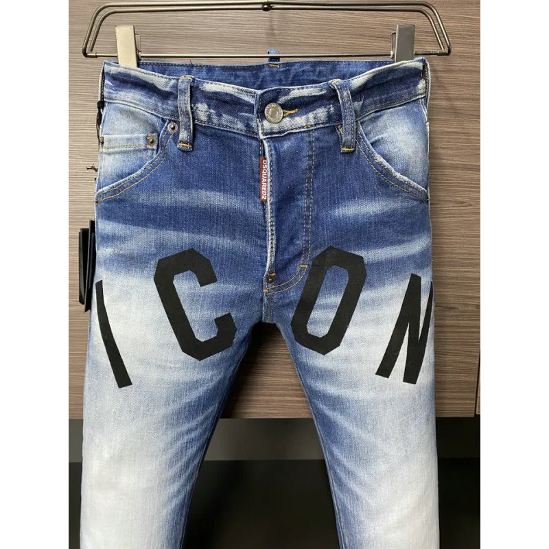 2025 DSQ2 Mens Denim Jeans  Bold ICON Print with Faded Wash for Trend - Setting Gentlemen #A54903