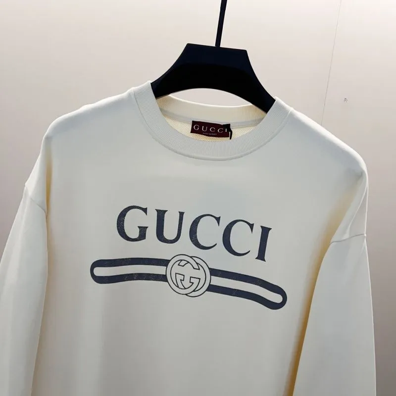 Gucci Cream Sweatshirt With Classic Louis Vuittonogo And Interlocking G Design #A54418