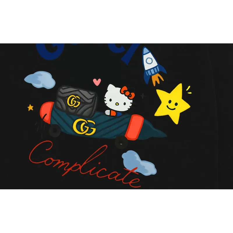 Gucci Cream Long - Sleeve Shirt With Hello Kitty Rocket And Brand Elements #A54299