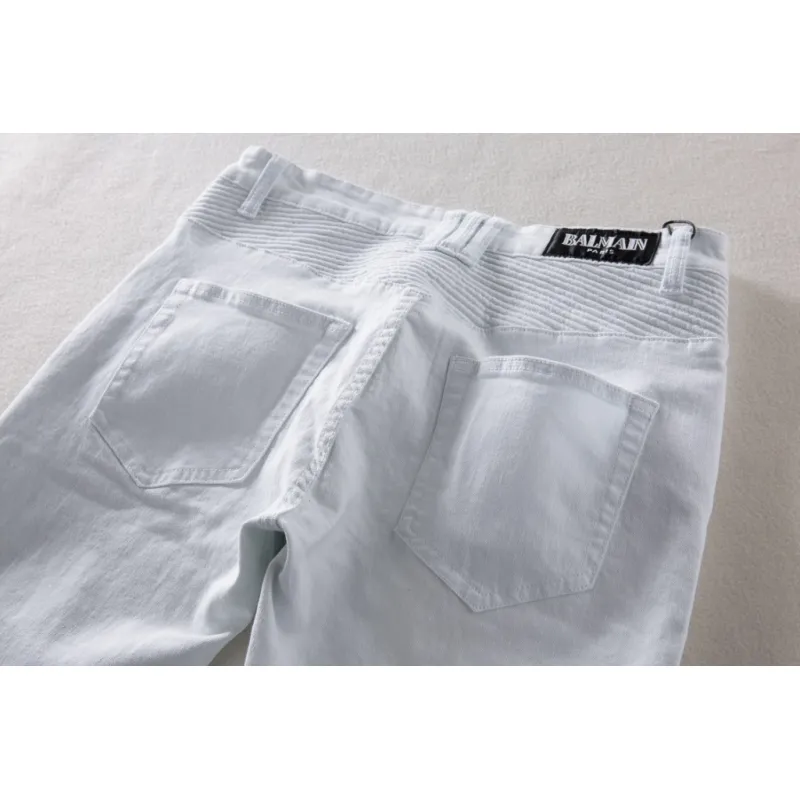 BALMAIN Mens White Long Jean #974812