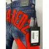 2025 DSQ2 Mens Denim Jeans Bold Red Maple Leaf Print with Faded Wash for Trendy Gentlemen #A54911