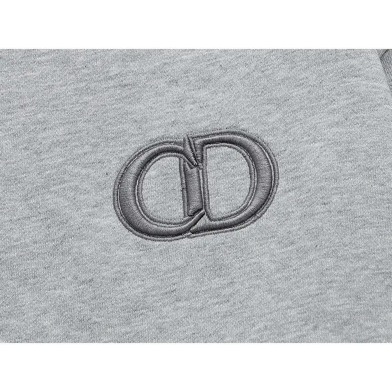 D-ior Grey Crew Neck Sweatshirt With Iconic CD Logo For Timeless Luxury Style Grey/Black #A54275