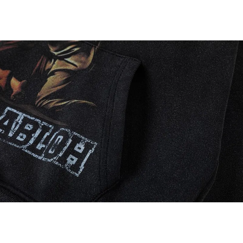 Off - White Black Hoodie With Artistic Graphic And Brand Tribute Design #A54248 Off - White Black Hoodie With Artistic Graphic And Brand Tribute Design #A54248