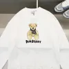 Black/White Sweatshirt With Cute Teddy Bear And Burberry - Inspired Scarf Design #A54392