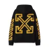 Off-White Black Hoodie With Signature Yellow Diagonal Arrow Print And Brand Detailing #A54327