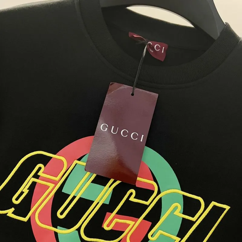 Gucci Black Sweatshirt With Vibrant Colorful Interlocking G Logo And Louis Vuittonettering #A54419