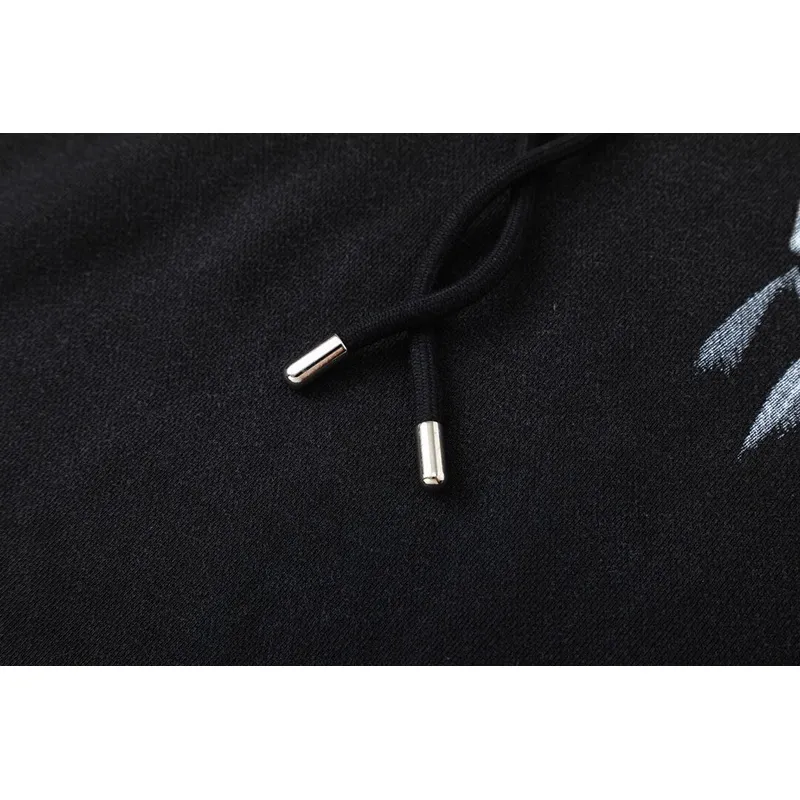 Off - White Washed Black Hoodie With Artistic Religious Print And OFF Logo #A54330