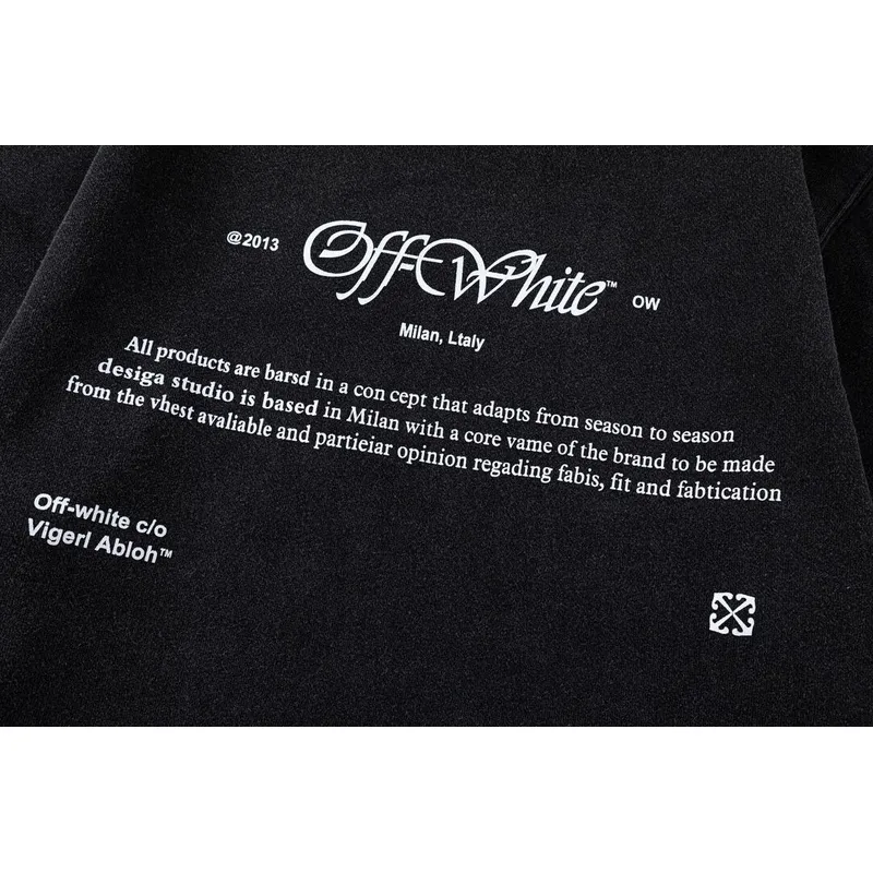 Off - White Black Hoodie With Artistic Graphic Print And Brand Elements #A54247